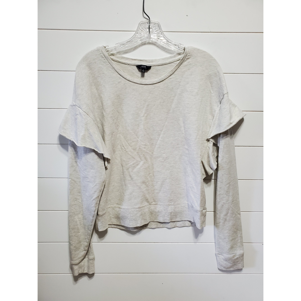 Joes Collection womens size M light gray heather long sleeve ruffle pullover